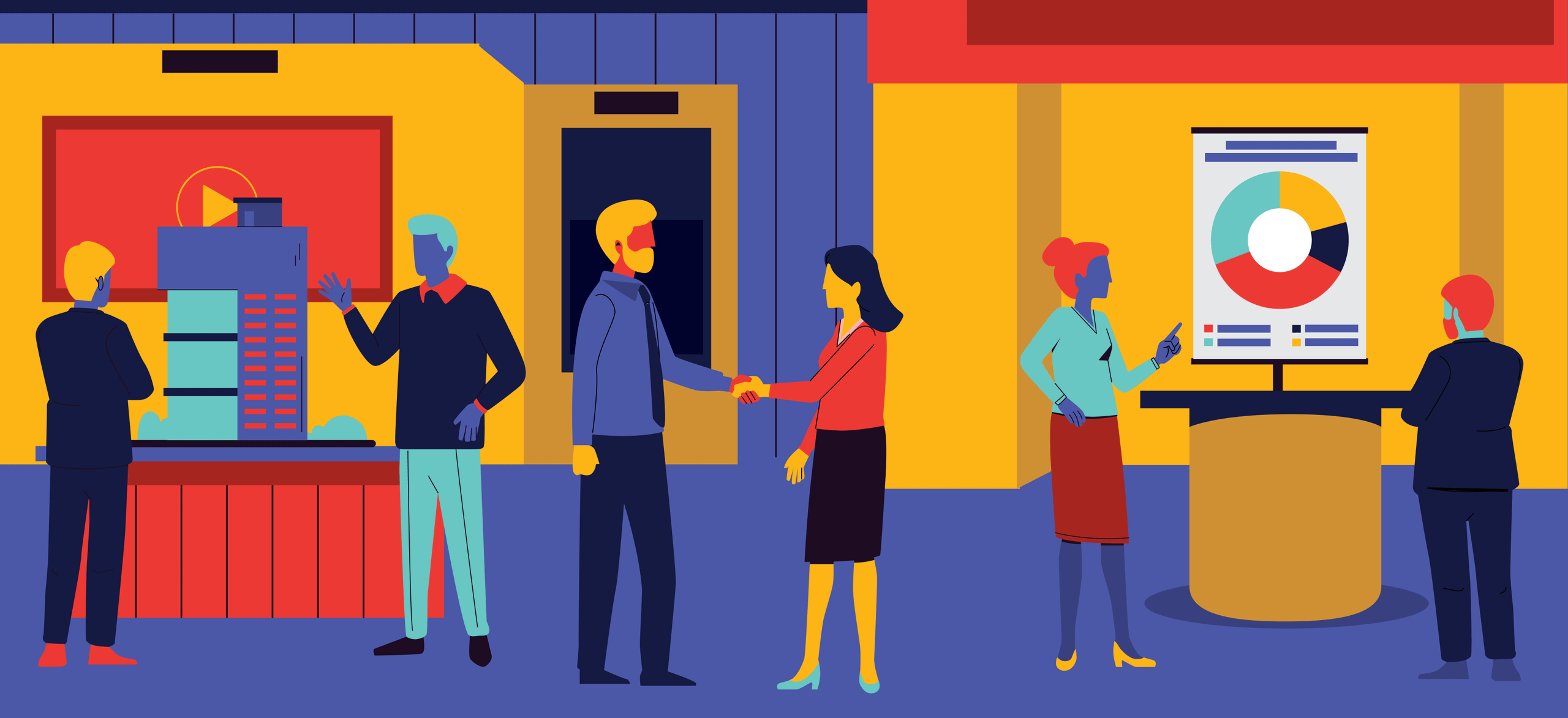 man and woman connecting at a trade show